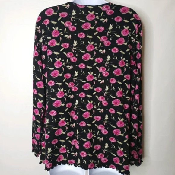 absolutely stunning black with pink roses Style & Co. blouse 2X - Picture 6 of 10